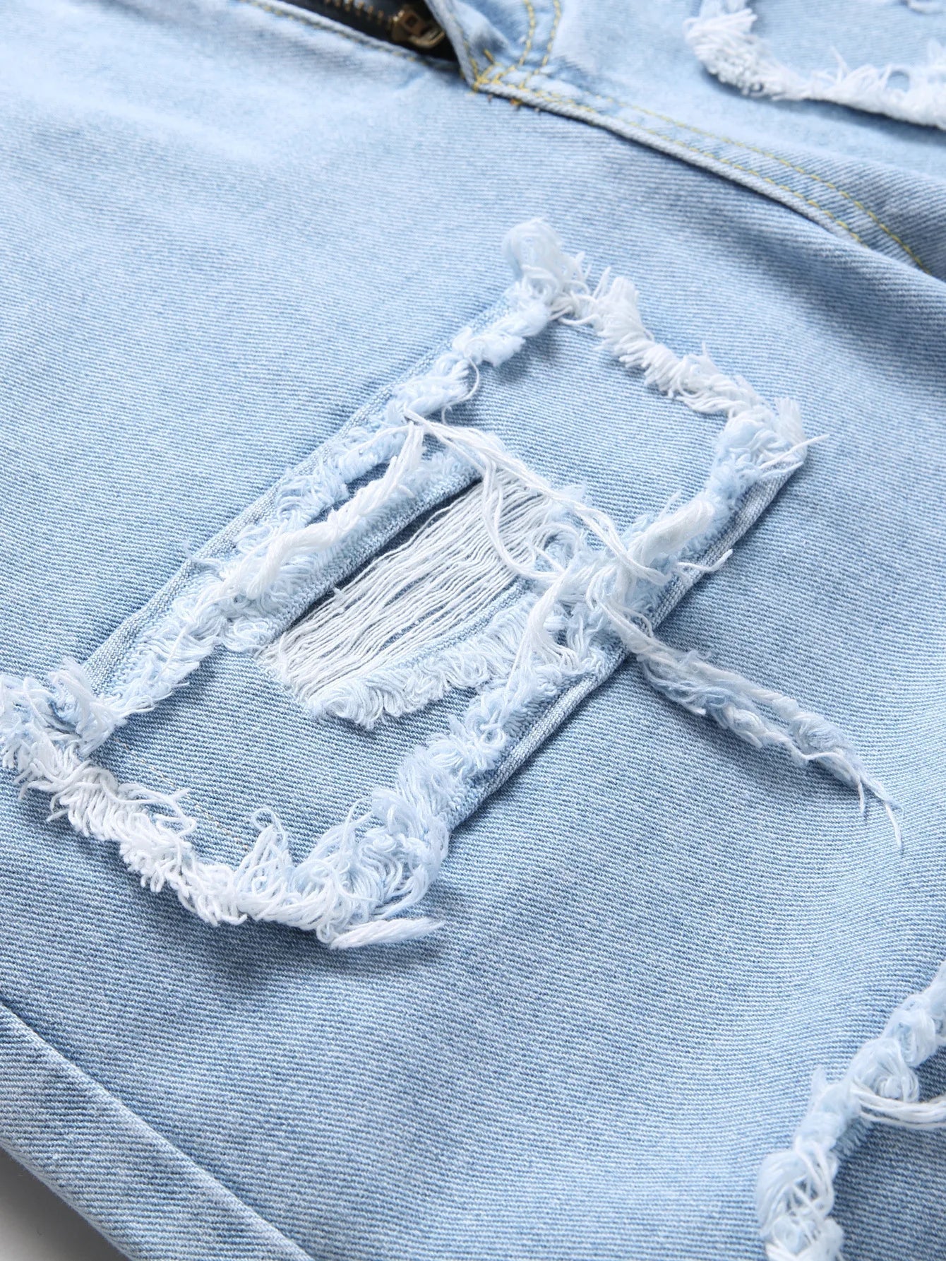 Men Jeans Ankle Length Pants Denim Skinny Ripped Solid Vintage Wash Distressed Slim Fit Pockets - PratSN