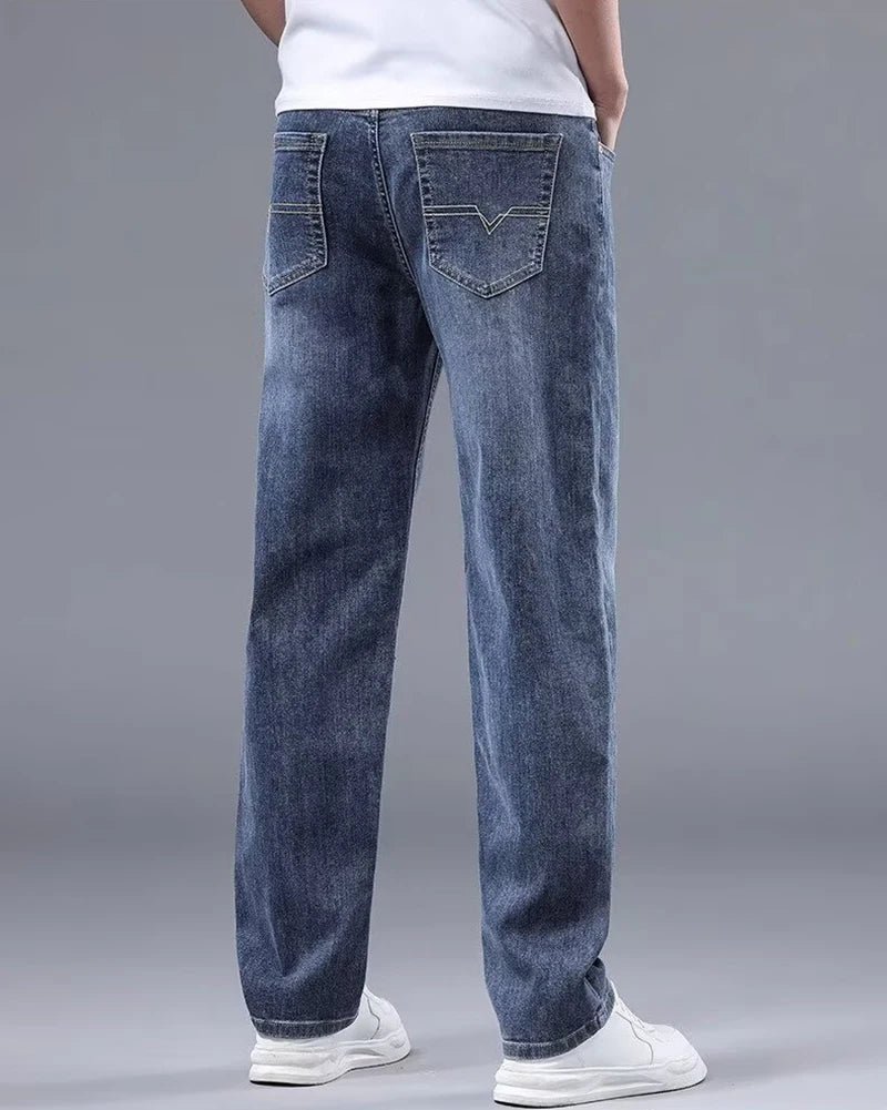 Men New Spring Autumn Jeans Male Fashion Loose Straight Leg Lightweight Denim Pants Comfortable Daily Commute Trousers - PratSN