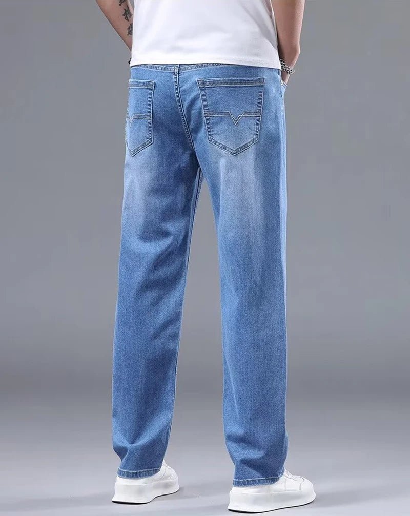 Men New Spring Autumn Jeans Male Fashion Loose Straight Leg Lightweight Denim Pants Comfortable Daily Commute Trousers - PratSN