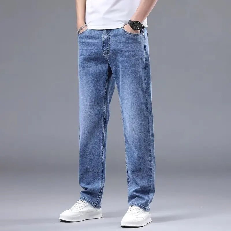 Men New Spring Autumn Jeans Male Fashion Loose Straight Leg Lightweight Denim Pants Comfortable Daily Commute Trousers - PratSN