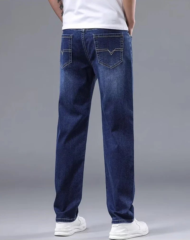 Men New Spring Autumn Jeans Male Fashion Loose Straight Leg Lightweight Denim Pants Comfortable Daily Commute Trousers - PratSN