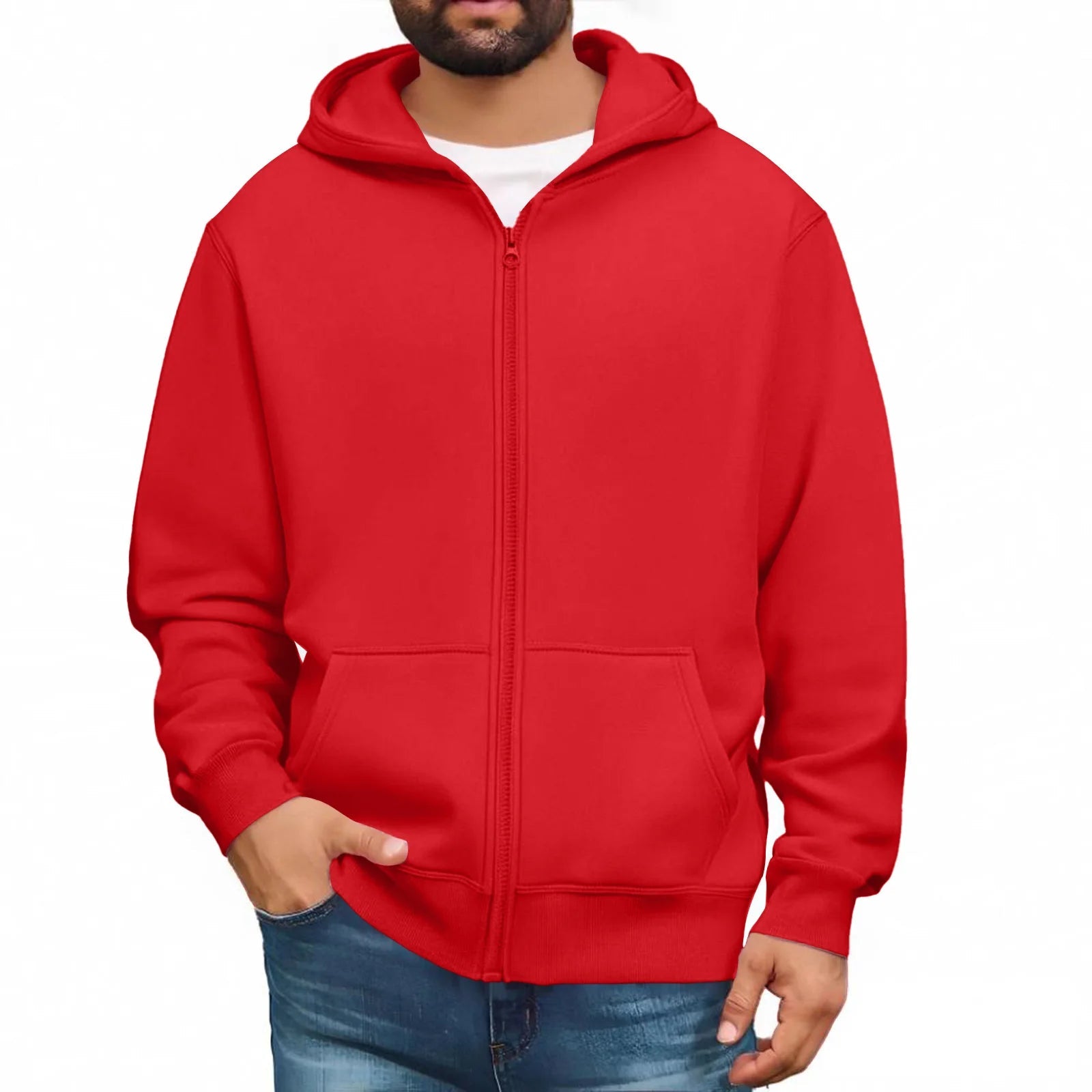 Men Trendy Sweatshirt Coat Full Zip Up Sweatshirts Long Sleeve Pullover Tops Casual - PratSN