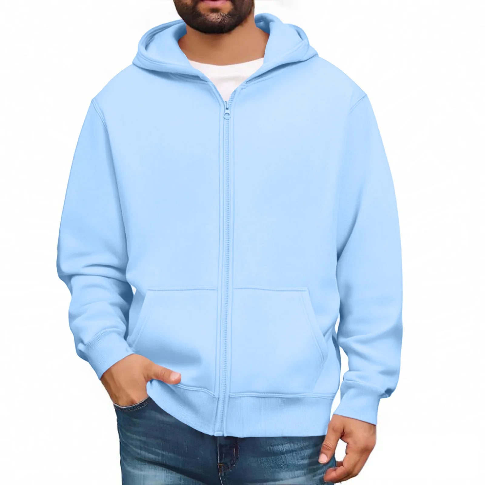 Men Trendy Sweatshirt Coat Full Zip Up Sweatshirts Long Sleeve Pullover Tops Casual - PratSN