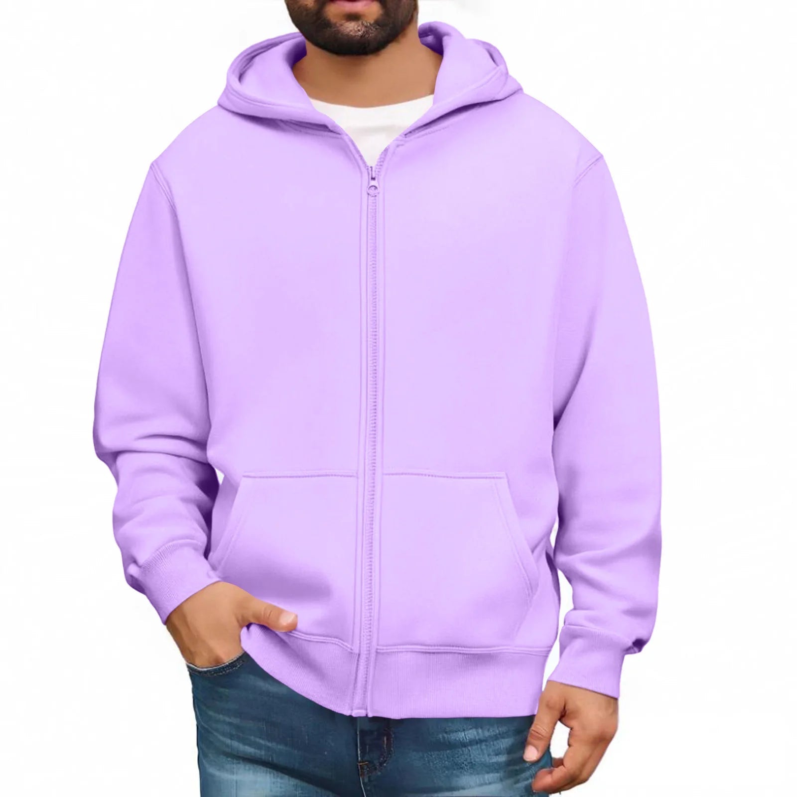 Men Trendy Sweatshirt Coat Full Zip Up Sweatshirts Long Sleeve Pullover Tops Casual - PratSN