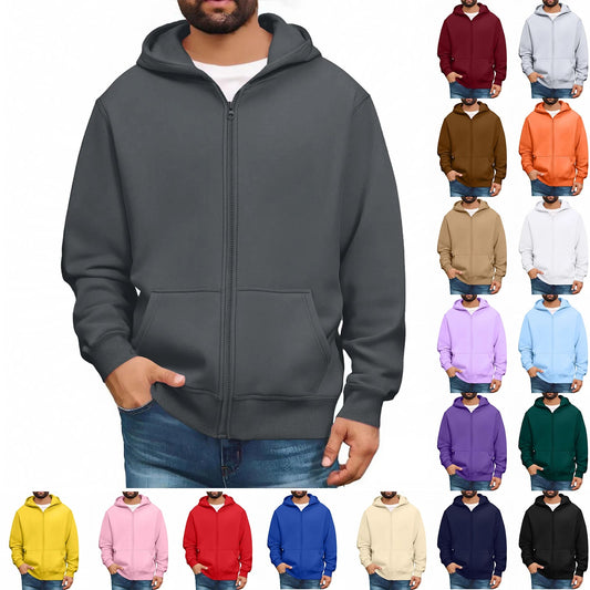 Men Trendy Sweatshirt Coat Full Zip Up Sweatshirts Long Sleeve Pullover Tops Casual - PratSN