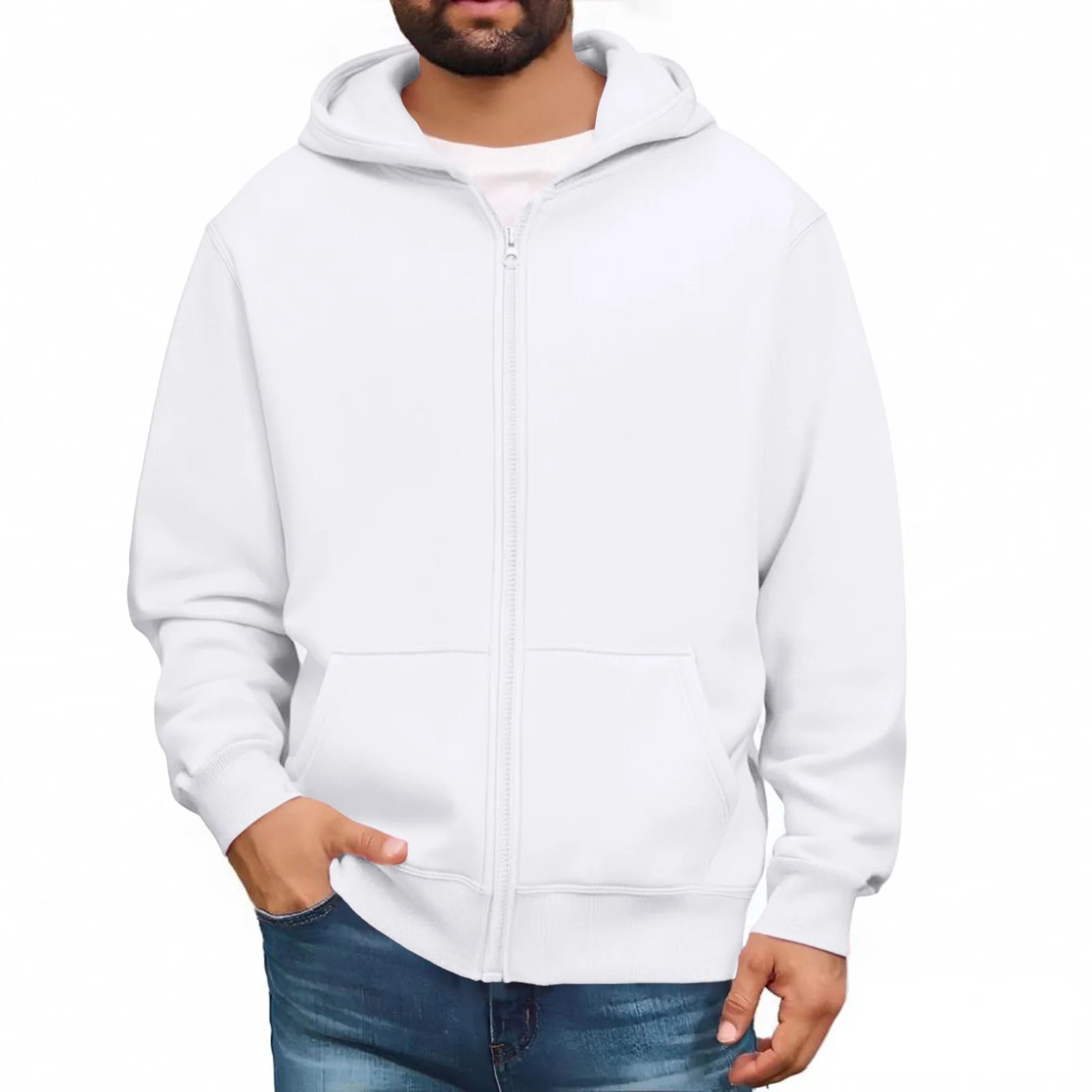 Men Trendy Sweatshirt Coat Full Zip Up Sweatshirts Long Sleeve Pullover Tops Casual - PratSN