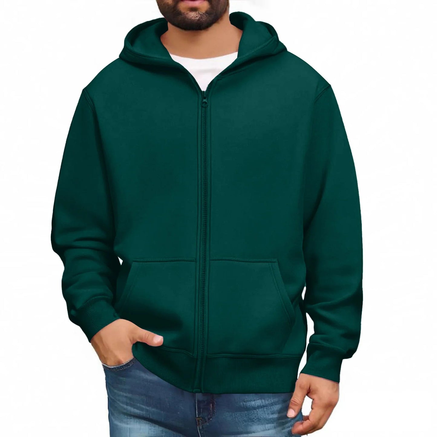 Men Trendy Sweatshirt Coat Full Zip Up Sweatshirts Long Sleeve Pullover Tops Casual - PratSN