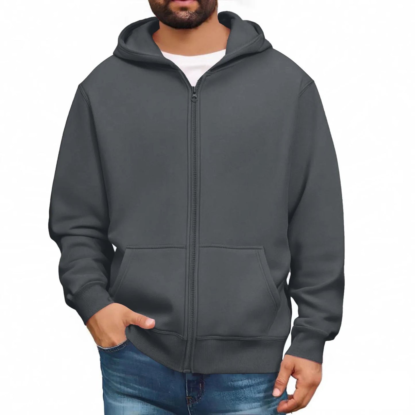 Men Trendy Sweatshirt Coat Full Zip Up Sweatshirts Long Sleeve Pullover Tops Casual - PratSN