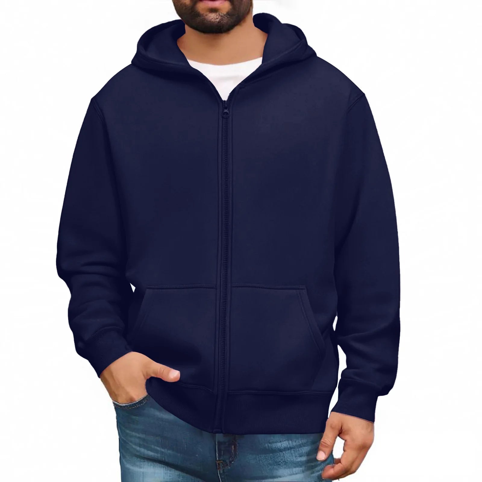 Men Trendy Sweatshirt Coat Full Zip Up Sweatshirts Long Sleeve Pullover Tops Casual - PratSN