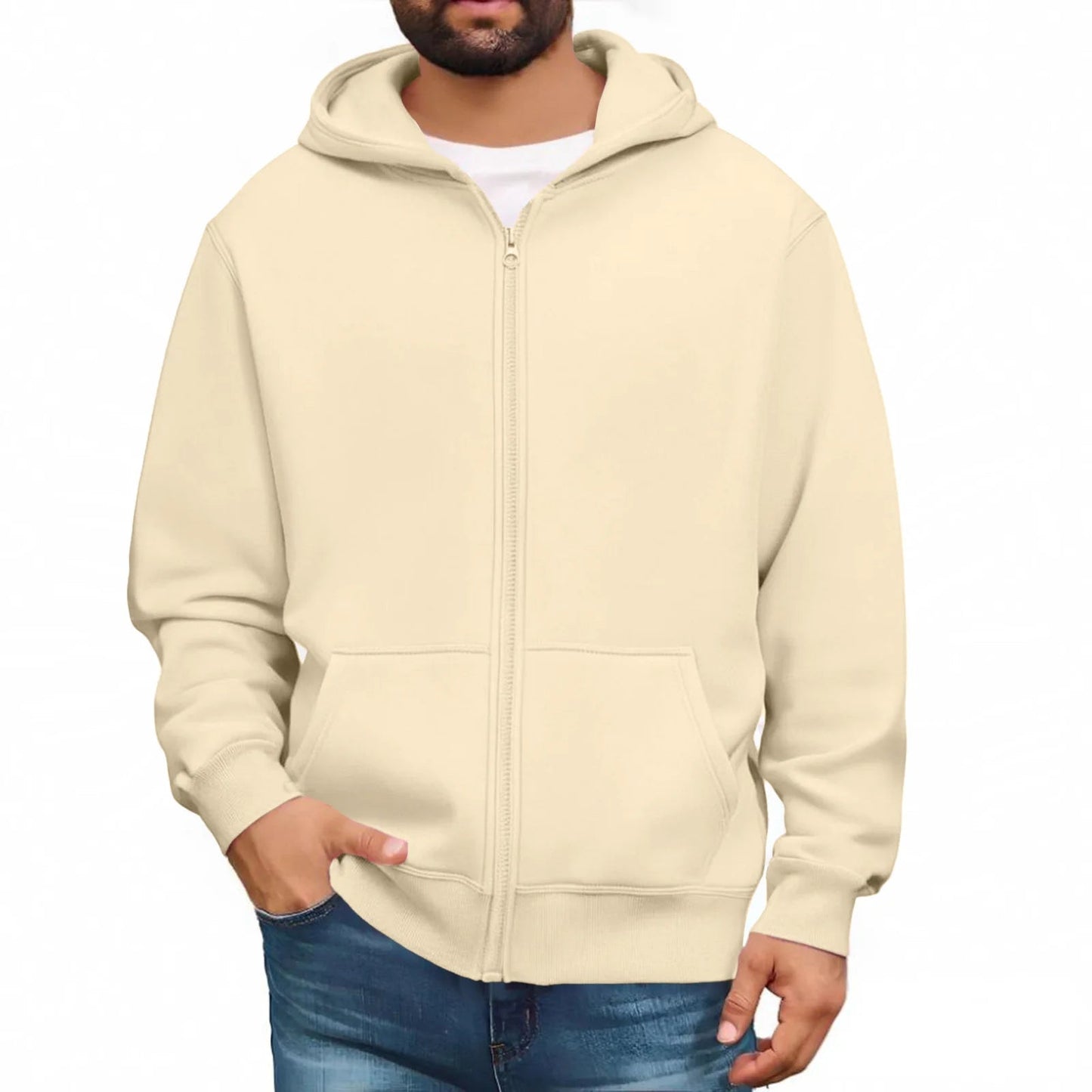 Men Trendy Sweatshirt Coat Full Zip Up Sweatshirts Long Sleeve Pullover Tops Casual - PratSN