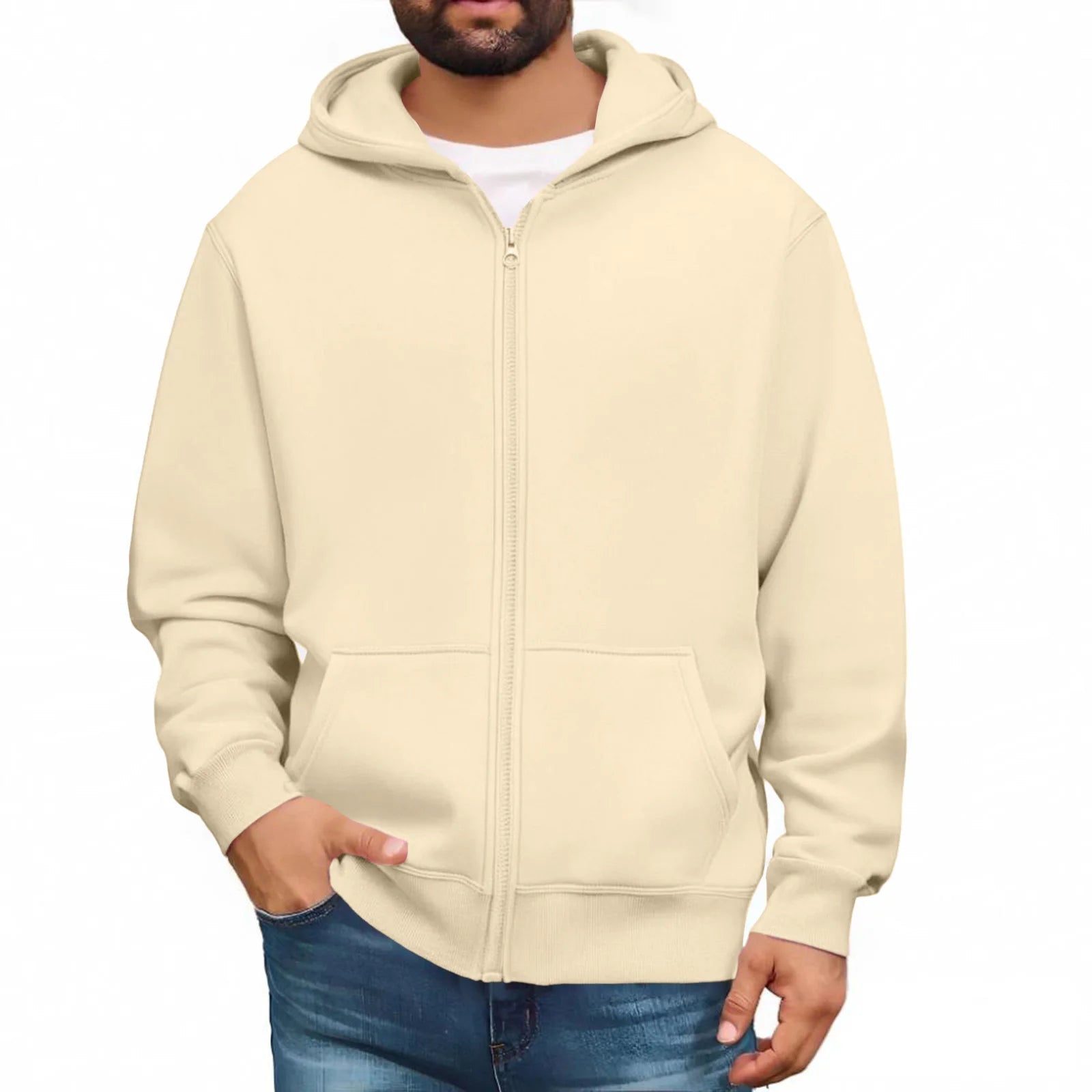 Men Trendy Sweatshirt Coat Full Zip Up Sweatshirts Long Sleeve Pullover Tops Casual - PratSN