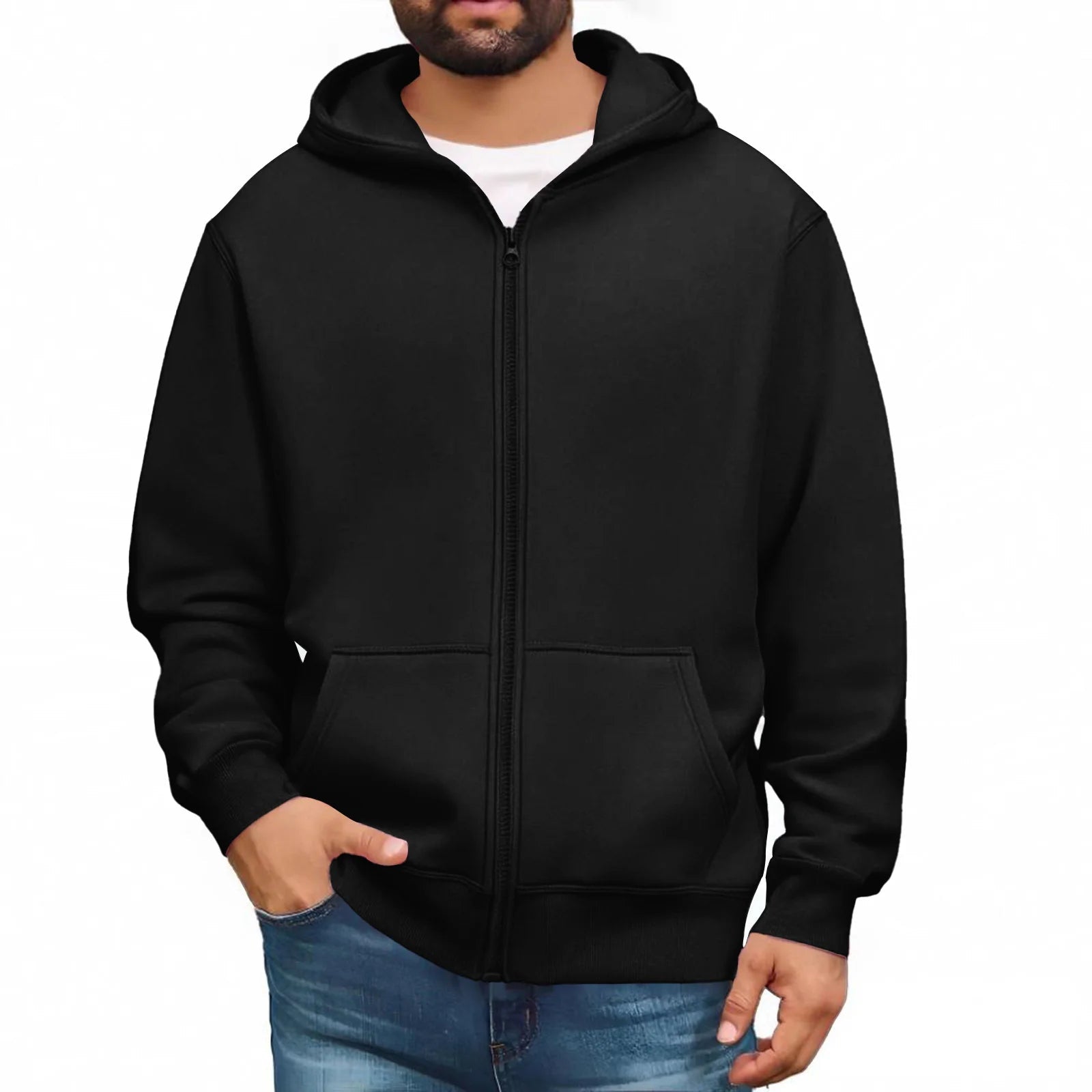 Men Trendy Sweatshirt Coat Full Zip Up Sweatshirts Long Sleeve Pullover Tops Casual - PratSN