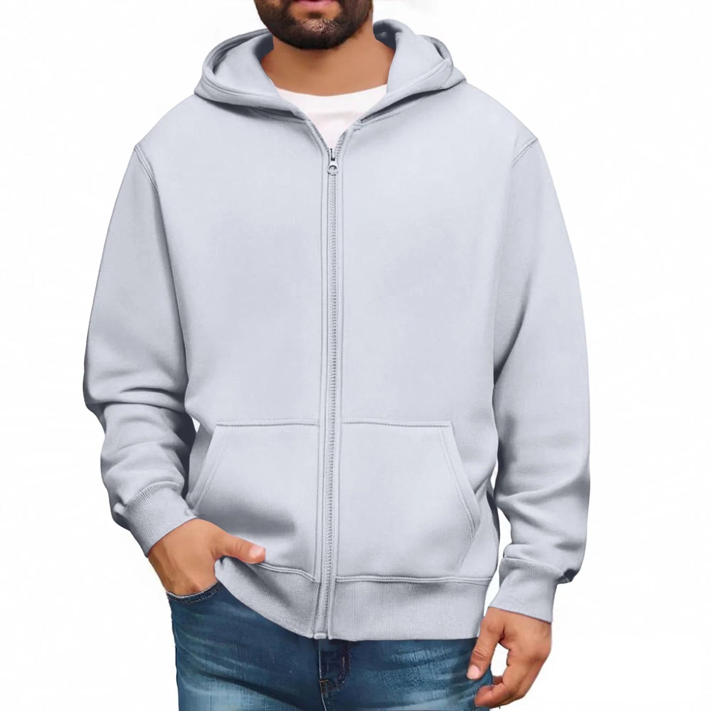 Men Trendy Sweatshirt Coat Full Zip Up Sweatshirts Long Sleeve Pullover Tops Casual - PratSN