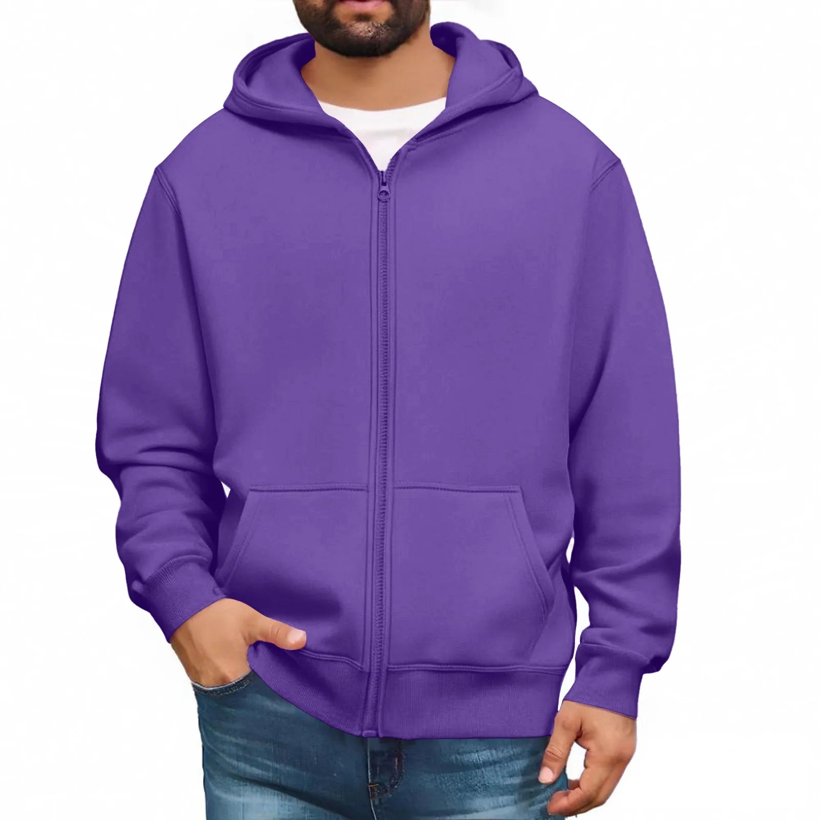 Men Trendy Sweatshirt Coat Full Zip Up Sweatshirts Long Sleeve Pullover Tops Casual - PratSN
