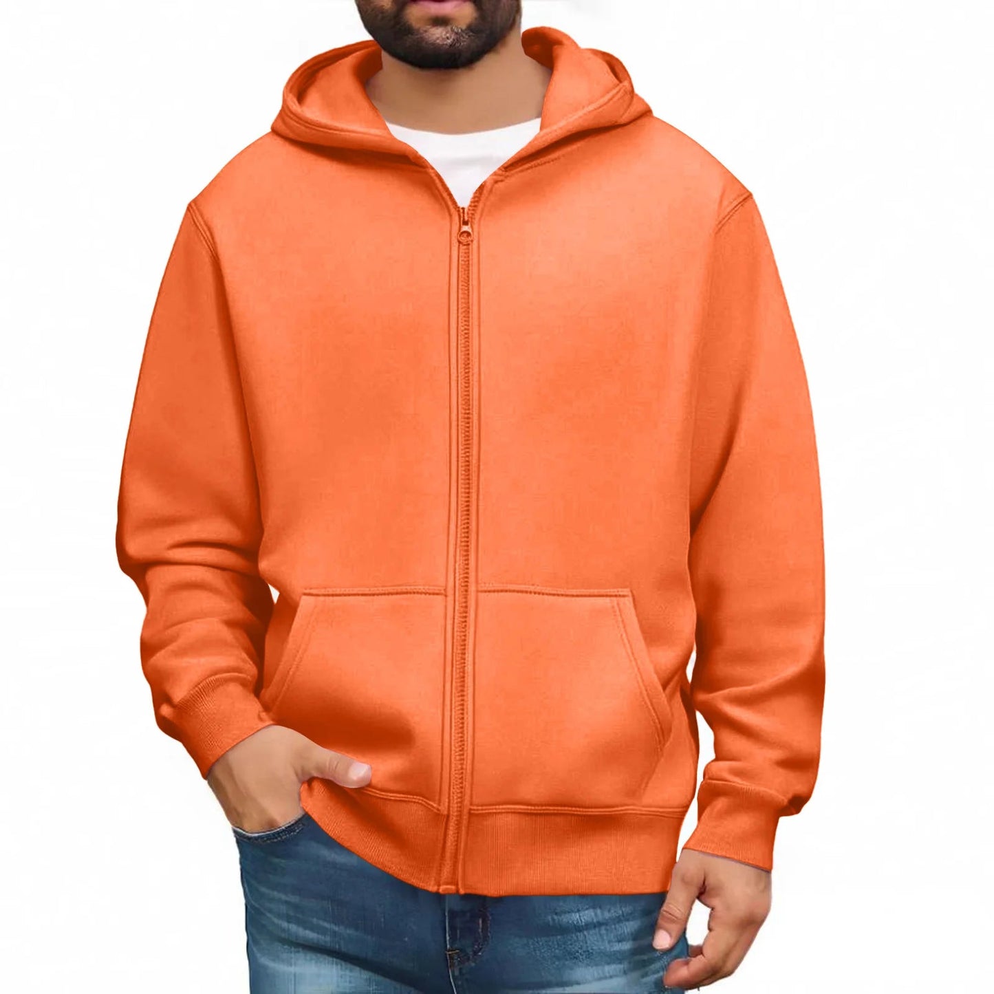 Men Trendy Sweatshirt Coat Full Zip Up Sweatshirts Long Sleeve Pullover Tops Casual - PratSN