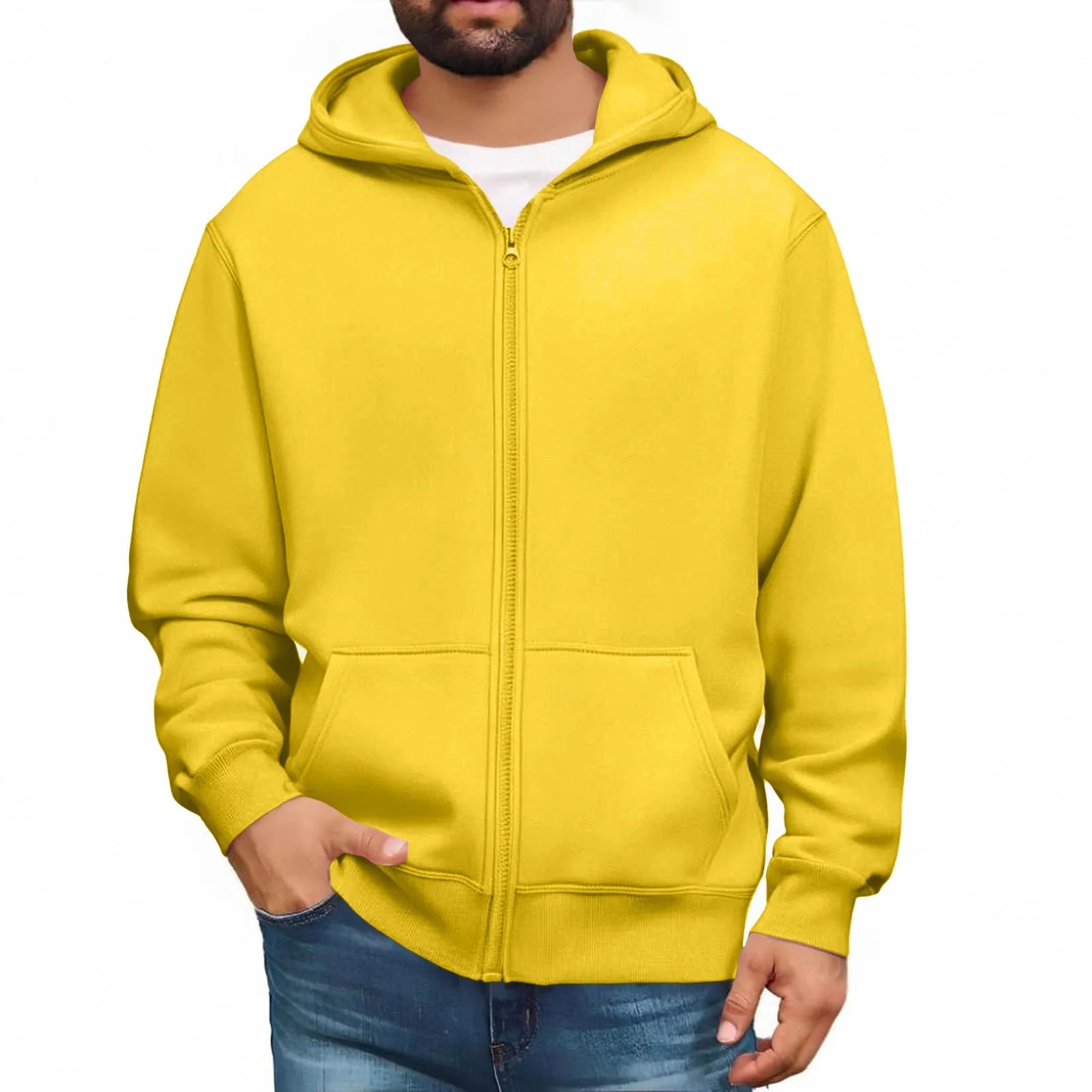 Men Trendy Sweatshirt Coat Full Zip Up Sweatshirts Long Sleeve Pullover Tops Casual - PratSN