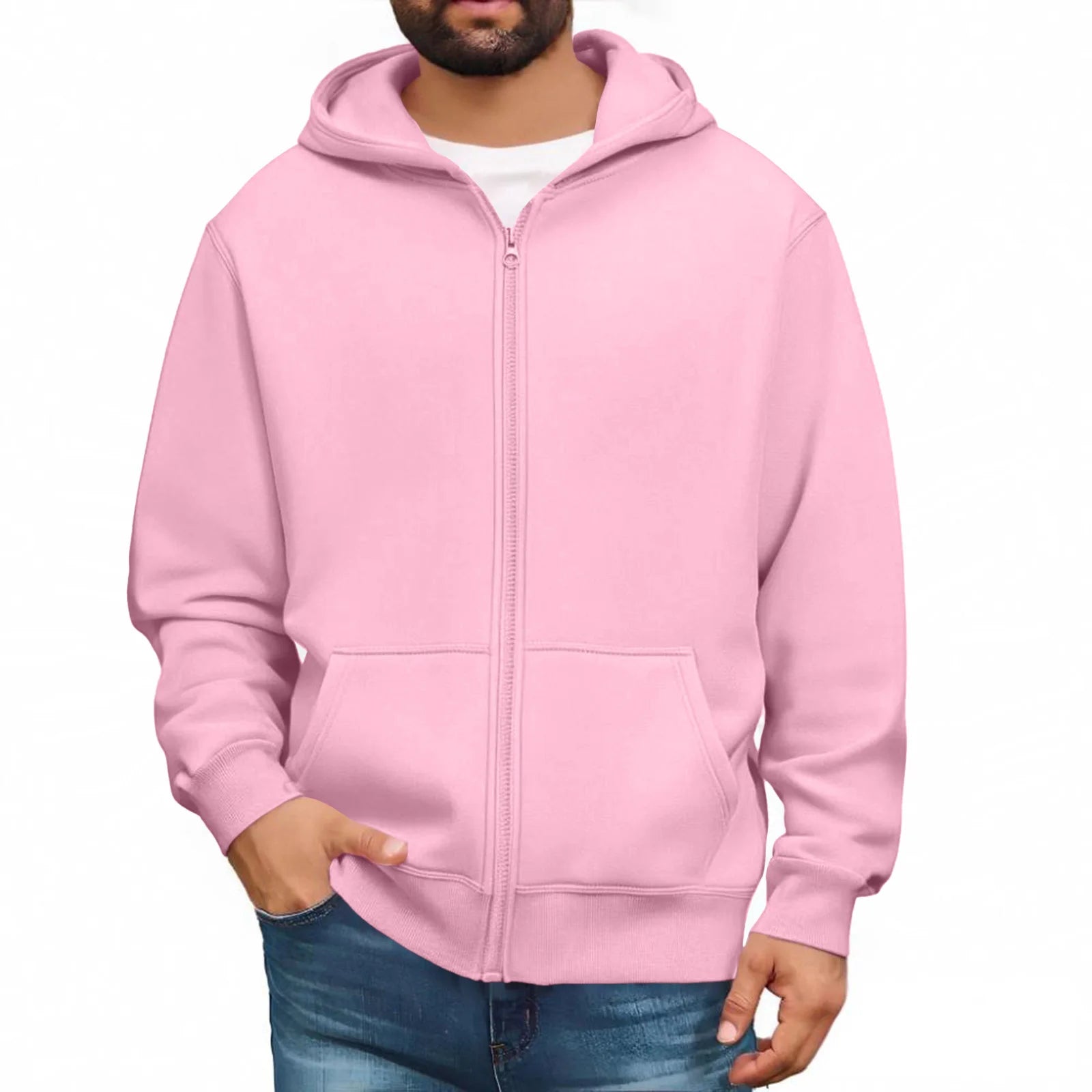 Men Trendy Sweatshirt Coat Full Zip Up Sweatshirts Long Sleeve Pullover Tops Casual - PratSN