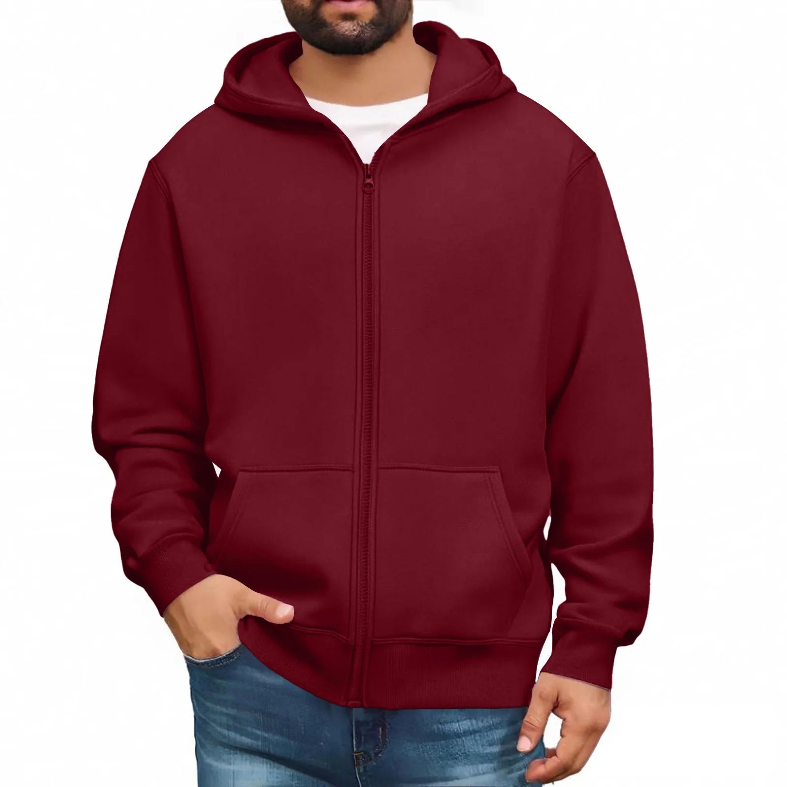 Men Trendy Sweatshirt Coat Full Zip Up Sweatshirts Long Sleeve Pullover Tops Casual - PratSN