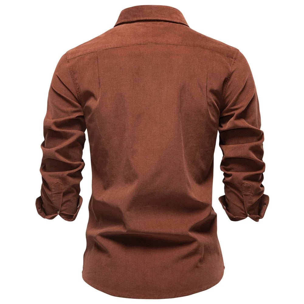 Men's 100% Cotton Autumn Winter Solid Color Business Casual Long Sleeve Classic Shirt - PratSN