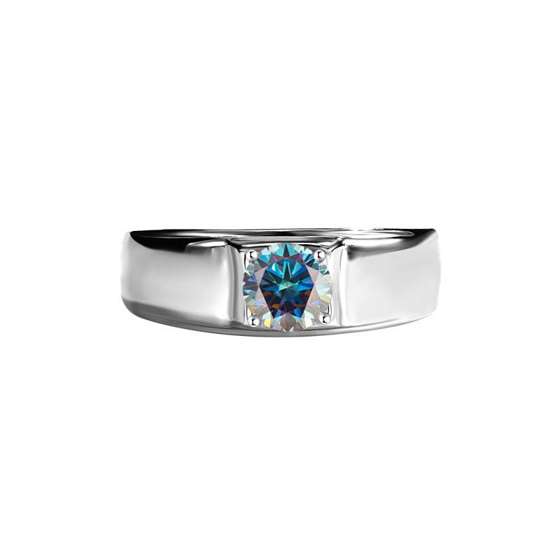 Men's 925 Sterling Silver VVS1 Brilliant Round Moissanite Ring - PratSN