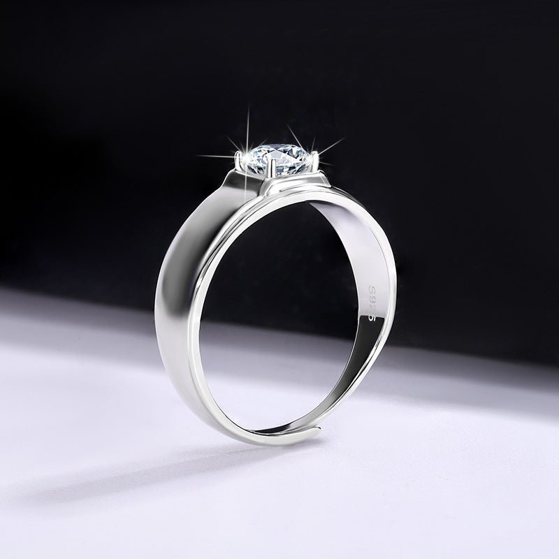 Men's 925 Sterling Silver VVS1 Brilliant Round Moissanite Ring - PratSN
