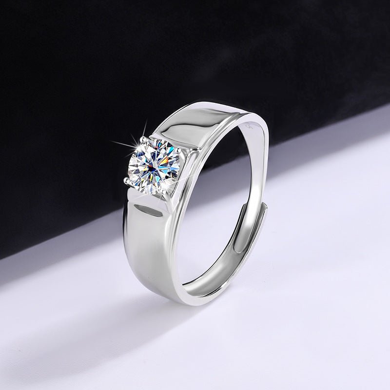 Men's 925 Sterling Silver VVS1 Brilliant Round Moissanite Ring - PratSN
