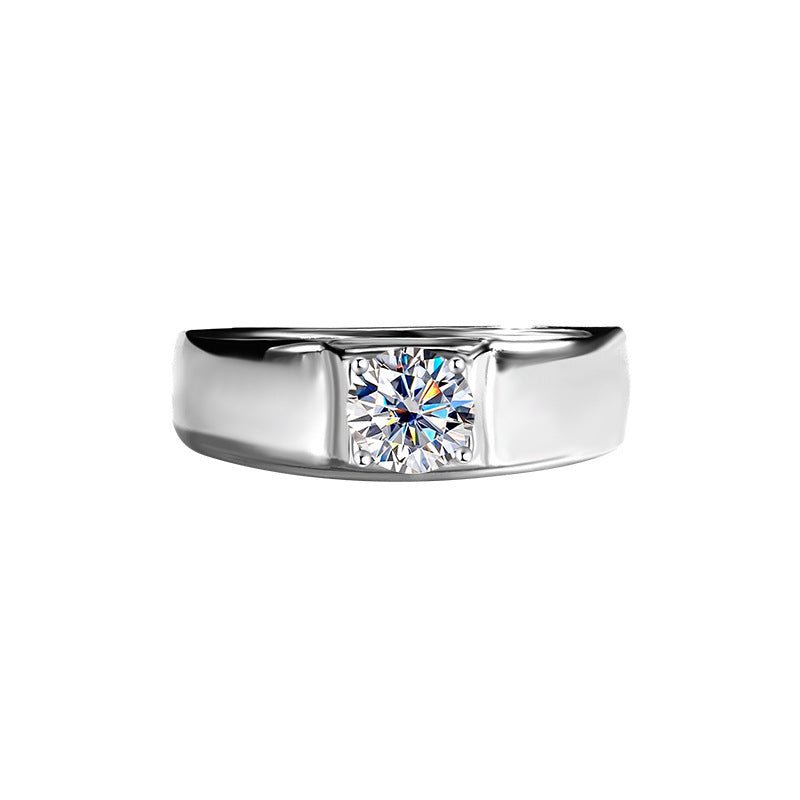 Men's 925 Sterling Silver VVS1 Brilliant Round Moissanite Ring - PratSN