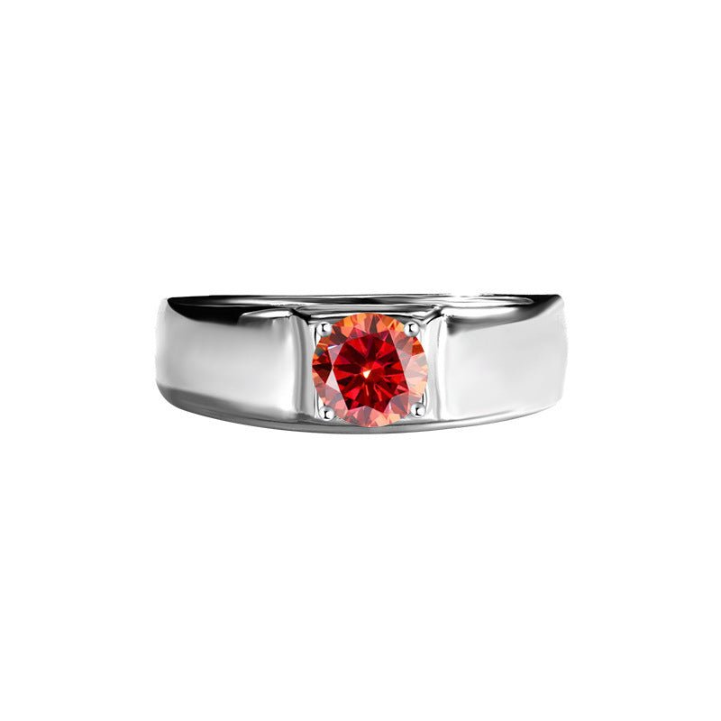 Men's 925 Sterling Silver VVS1 Brilliant Round Moissanite Ring - PratSN