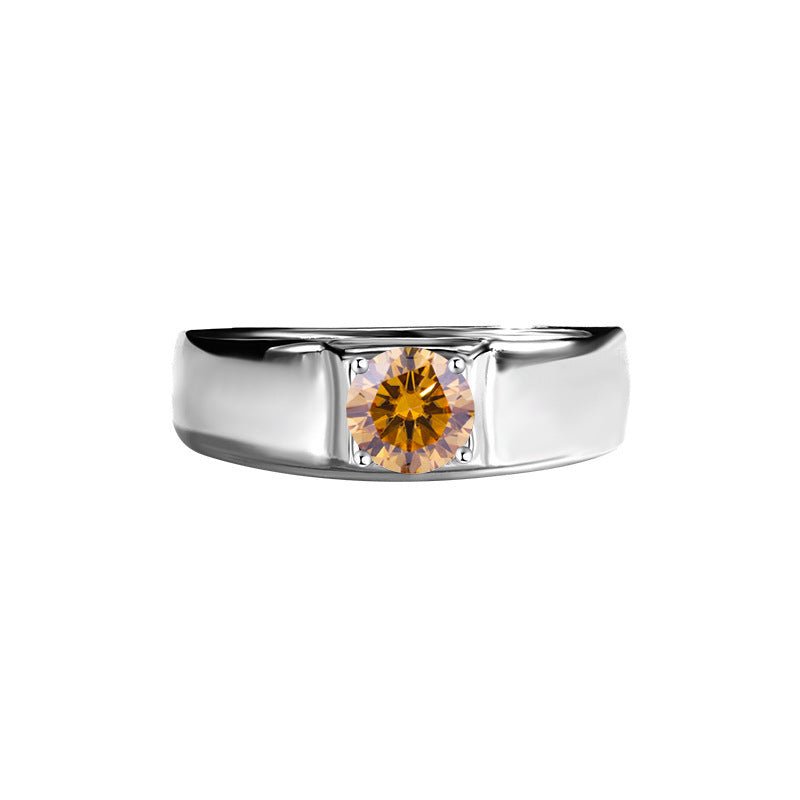 Men's 925 Sterling Silver VVS1 Brilliant Round Moissanite Ring - PratSN