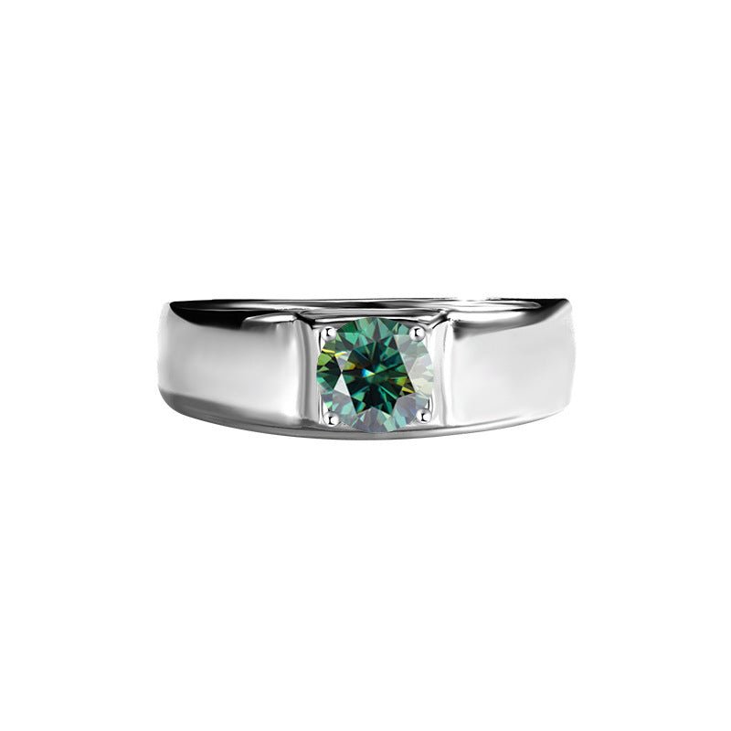 Men's 925 Sterling Silver VVS1 Brilliant Round Moissanite Ring - PratSN