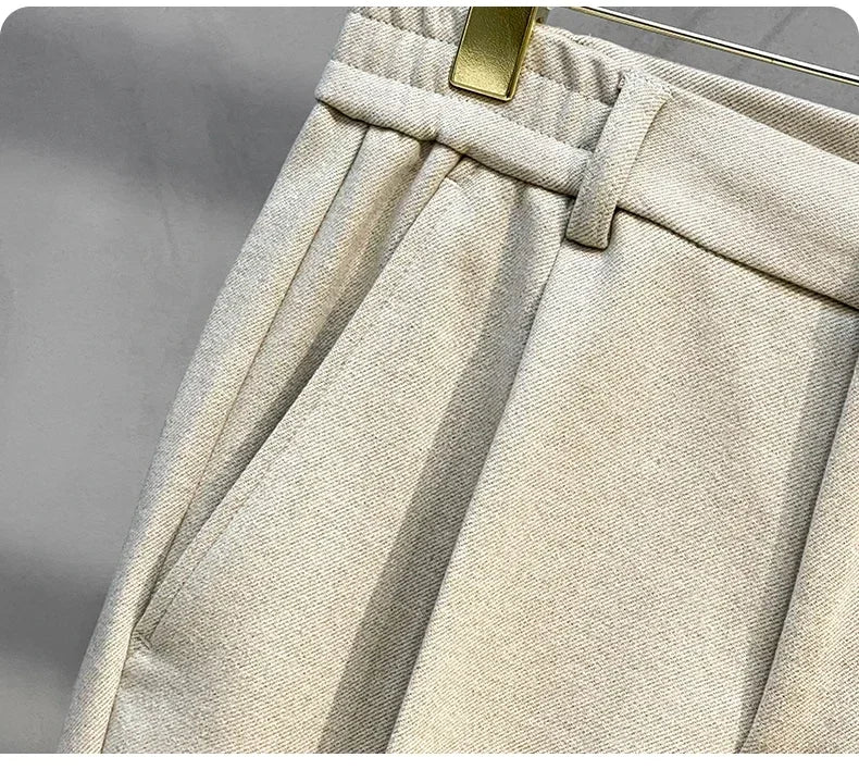 Men's Autumn Winter Formal Business Pants Slim Straight Elastic Waist Fashion Tapered Trousers - PratSN