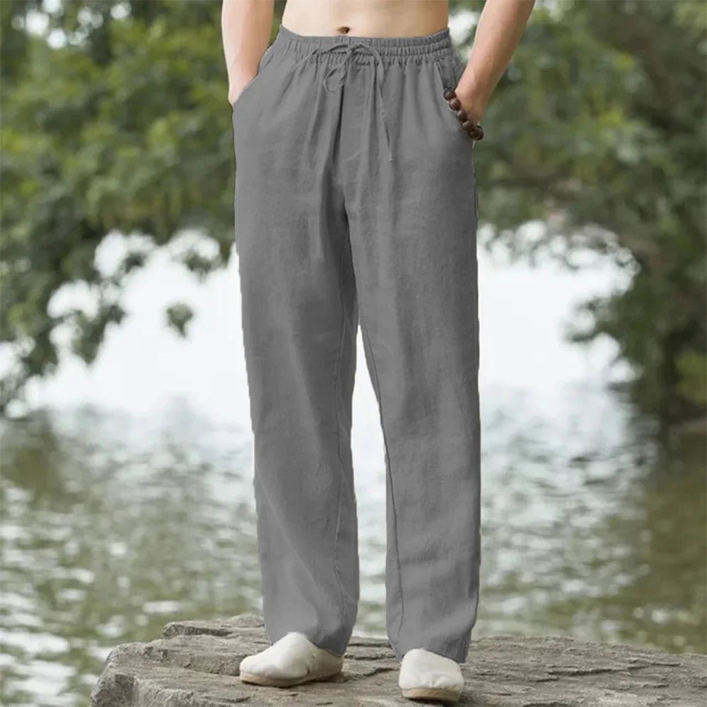 Men's Beach Pants Joggers Streetwear Cotton Linen Sweatpants Casual Pants Hawaiian Vacation Loose Summer Long - PratSN