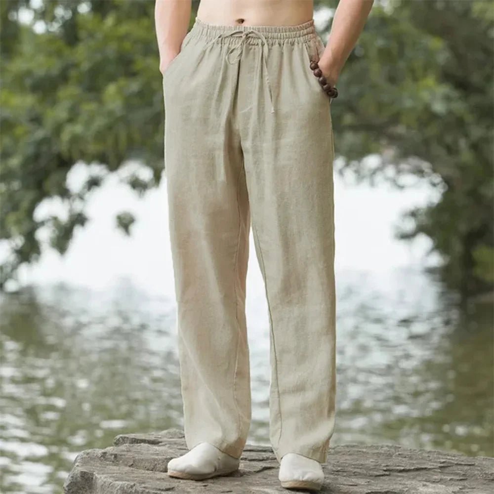 Men's Beach Pants Joggers Streetwear Cotton Linen Sweatpants Casual Pants Hawaiian Vacation Loose Summer Long - PratSN