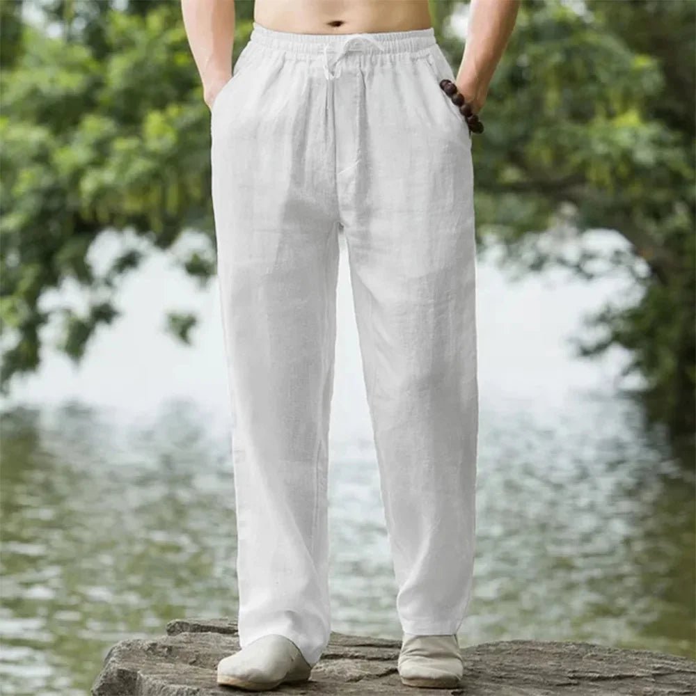 Men's Beach Pants Joggers Streetwear Cotton Linen Sweatpants Casual Pants Hawaiian Vacation Loose Summer Long - PratSN