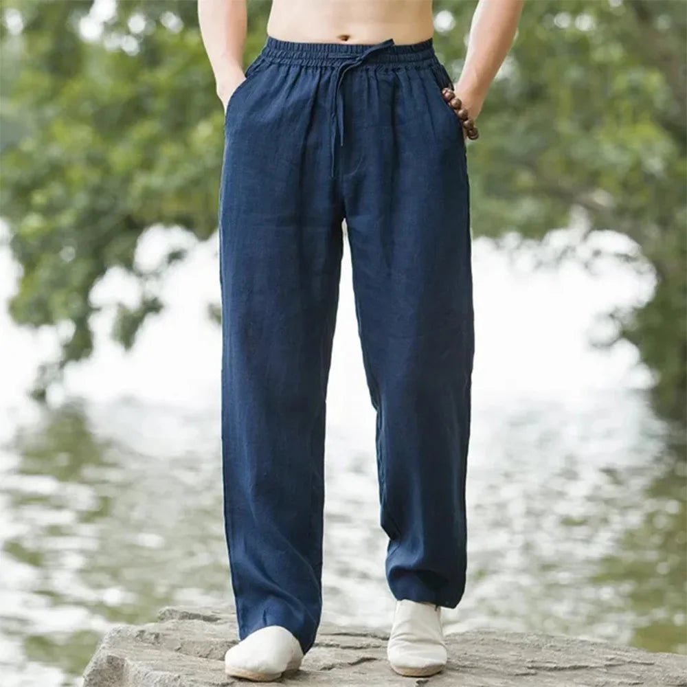 Men's Beach Pants Joggers Streetwear Cotton Linen Sweatpants Casual Pants Hawaiian Vacation Loose Summer Long - PratSN