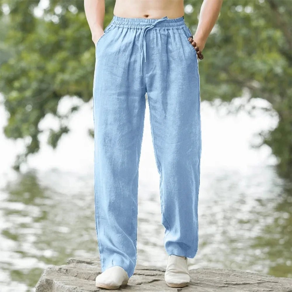 Men's Beach Pants Joggers Streetwear Cotton Linen Sweatpants Casual Pants Hawaiian Vacation Loose Summer Long - PratSN