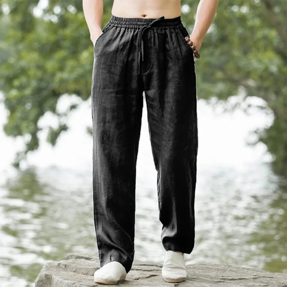 Men's Beach Pants Joggers Streetwear Cotton Linen Sweatpants Casual Pants Hawaiian Vacation Loose Summer Long - PratSN