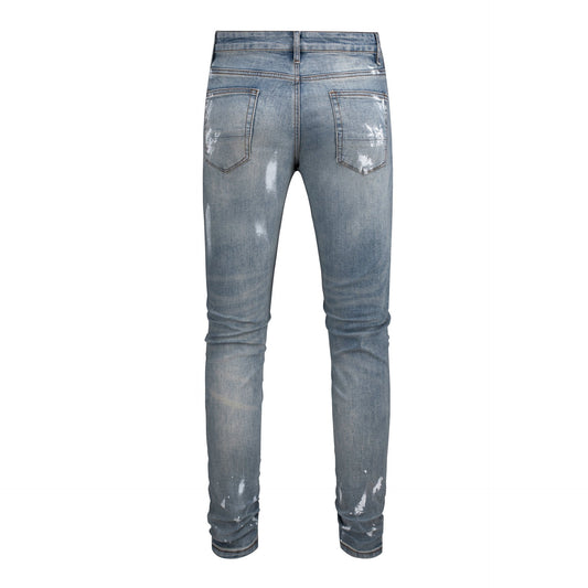 Men's Black Patch Paint Design Jeans - PratSN