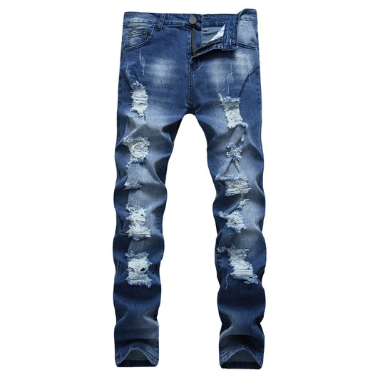 Men's Blue Elastic Men's Jeans Slim - fitting Straight - PratSN