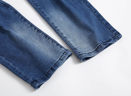 Men's Blue Elastic Men's Jeans Slim - fitting Straight - PratSN