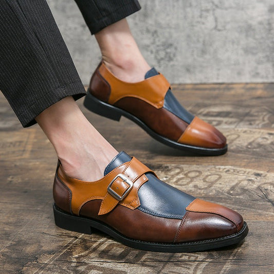 Men's British Style Assorted Colors Retro Buckle Casual Leather Shoes - PratSN