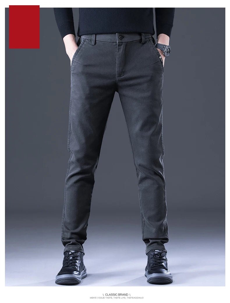 Men's Business Autumn Pants Fashion Casual Comfortable Slim Elastic Trousers Male Clothes Classic Grey Black Coffee - PratSN
