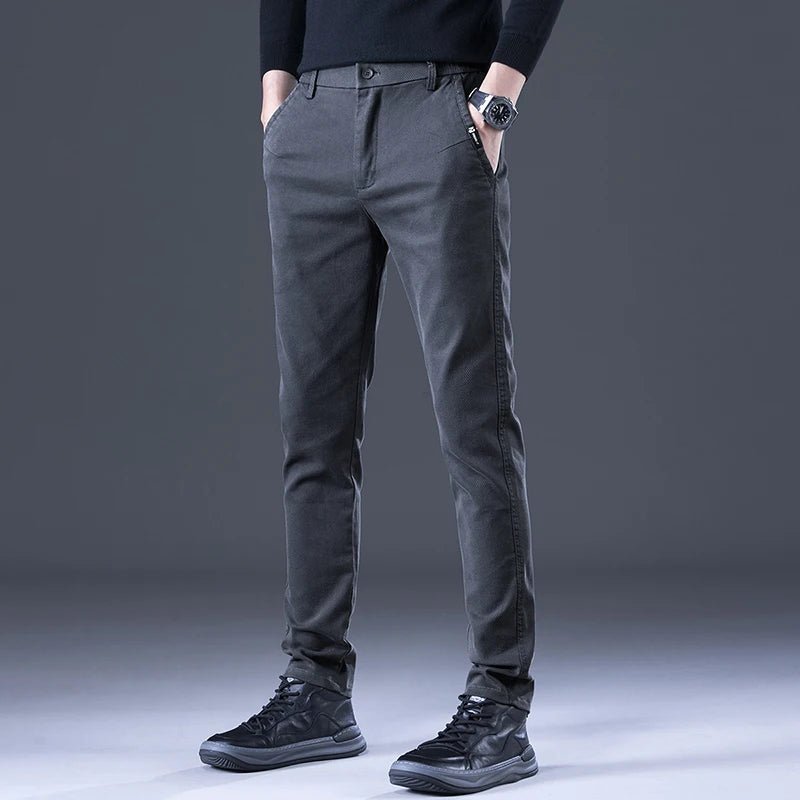 Men's Business Autumn Pants Fashion Casual Comfortable Slim Elastic Trousers Male Clothes Classic Grey Black Coffee - PratSN