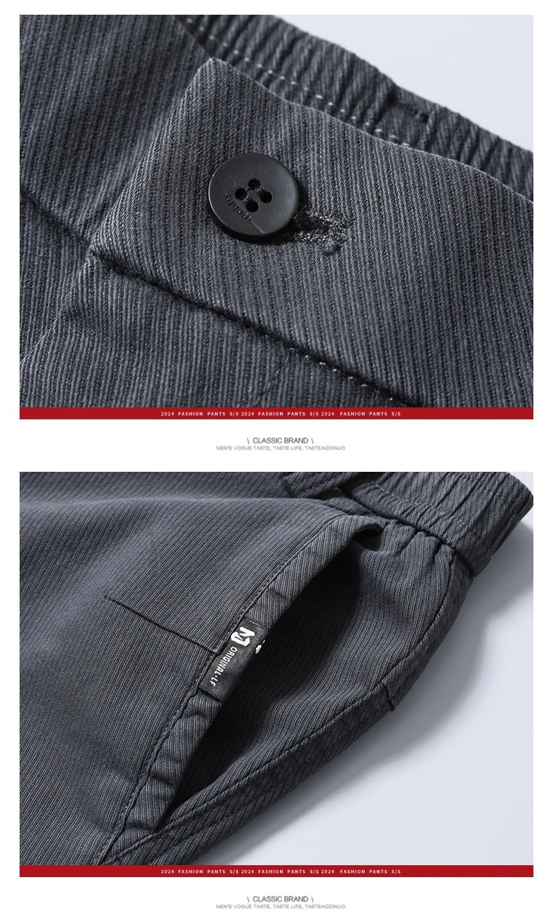 Men's Business Autumn Pants Fashion Casual Comfortable Slim Elastic Trousers Male Clothes Classic Grey Black Coffee - PratSN