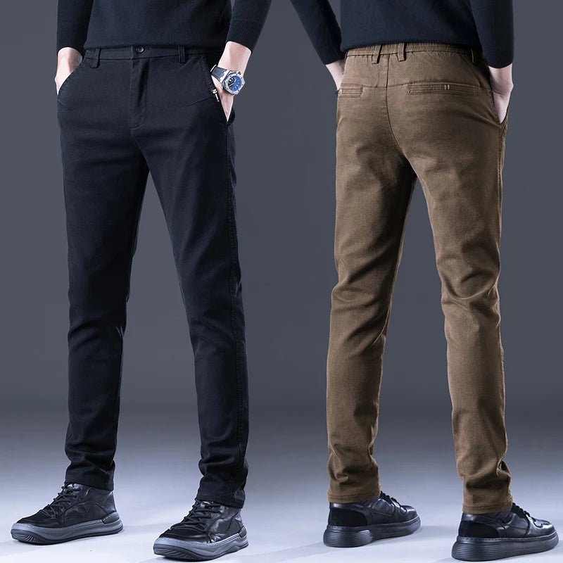 Men's Business Autumn Pants Fashion Casual Comfortable Slim Elastic Trousers Male Clothes Classic Grey Black Coffee - PratSN