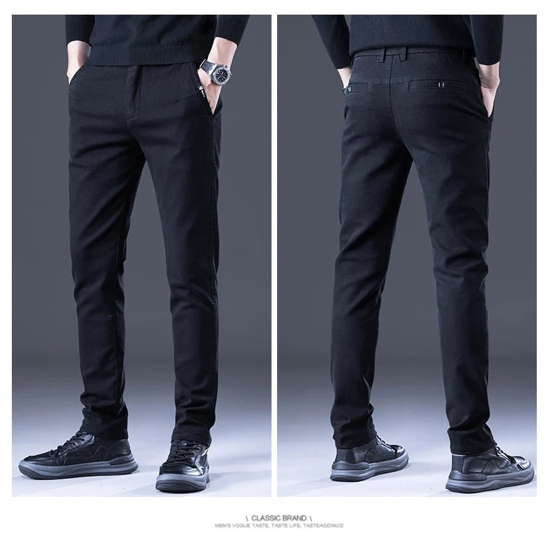 Men's Business Autumn Pants Fashion Casual Comfortable Slim Elastic Trousers Male Clothes Classic Grey Black Coffee - PratSN
