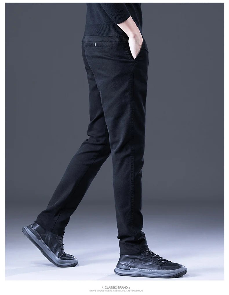 Men's Business Autumn Pants Fashion Casual Comfortable Slim Elastic Trousers Male Clothes Classic Grey Black Coffee - PratSN