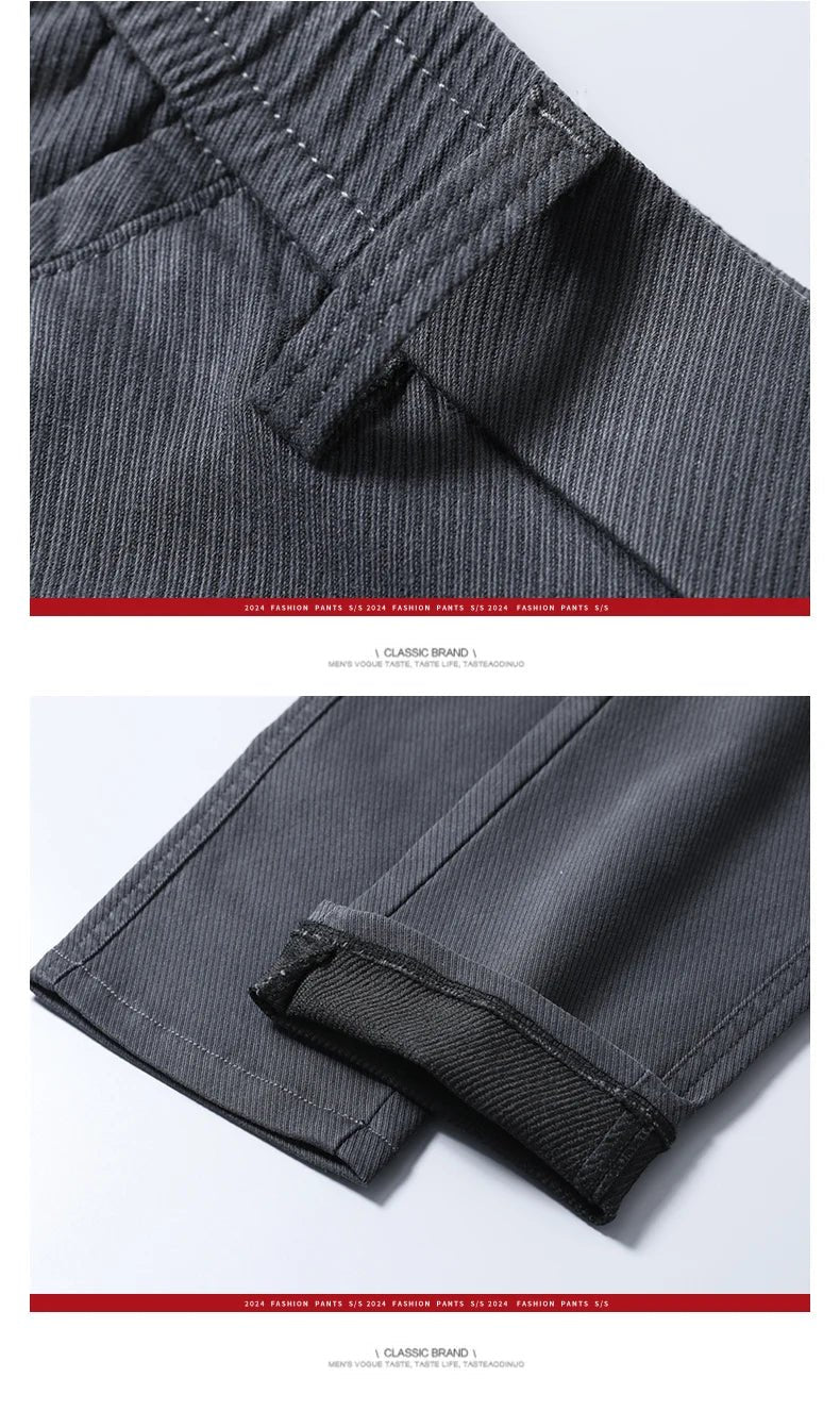 Men's Business Autumn Pants Fashion Casual Comfortable Slim Elastic Trousers Male Clothes Classic Grey Black Coffee - PratSN