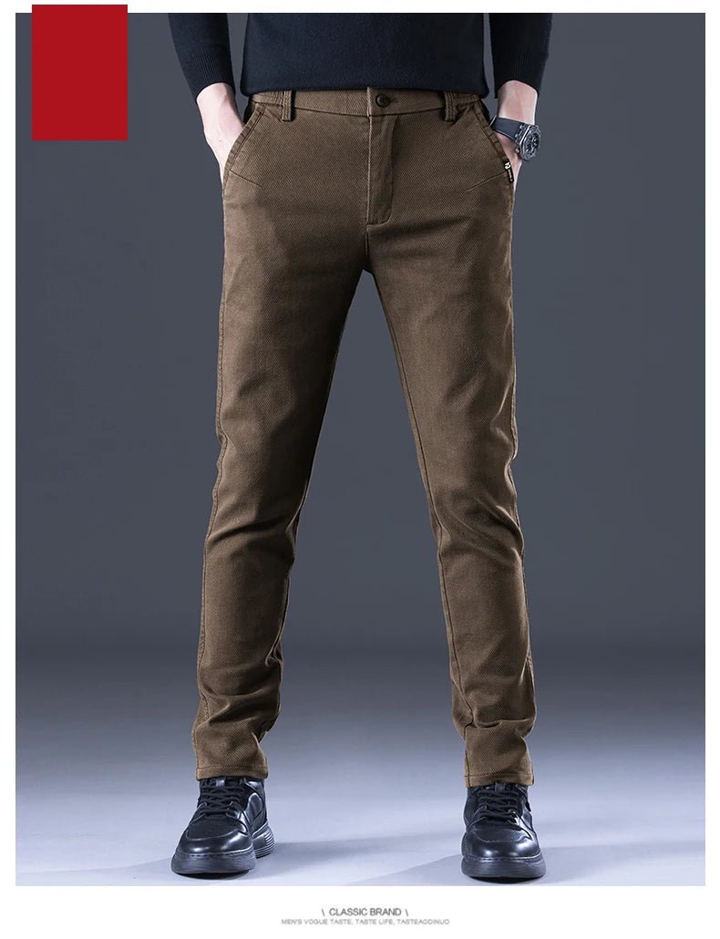 Men's Business Autumn Pants Fashion Casual Comfortable Slim Elastic Trousers Male Clothes Classic Grey Black Coffee - PratSN