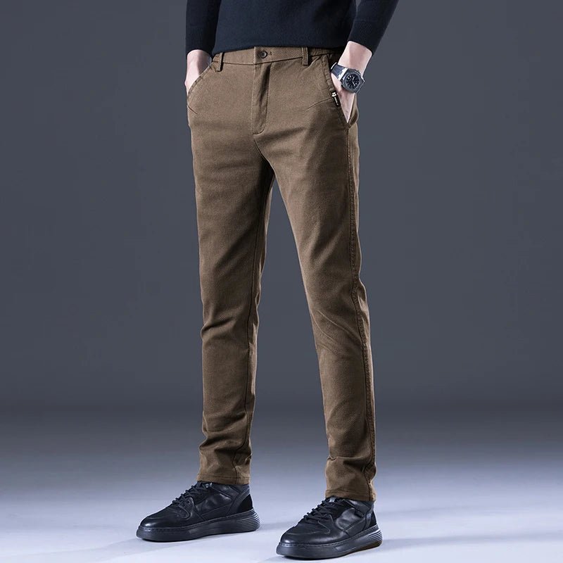 Men's Business Autumn Pants Fashion Casual Comfortable Slim Elastic Trousers Male Clothes Classic Grey Black Coffee - PratSN